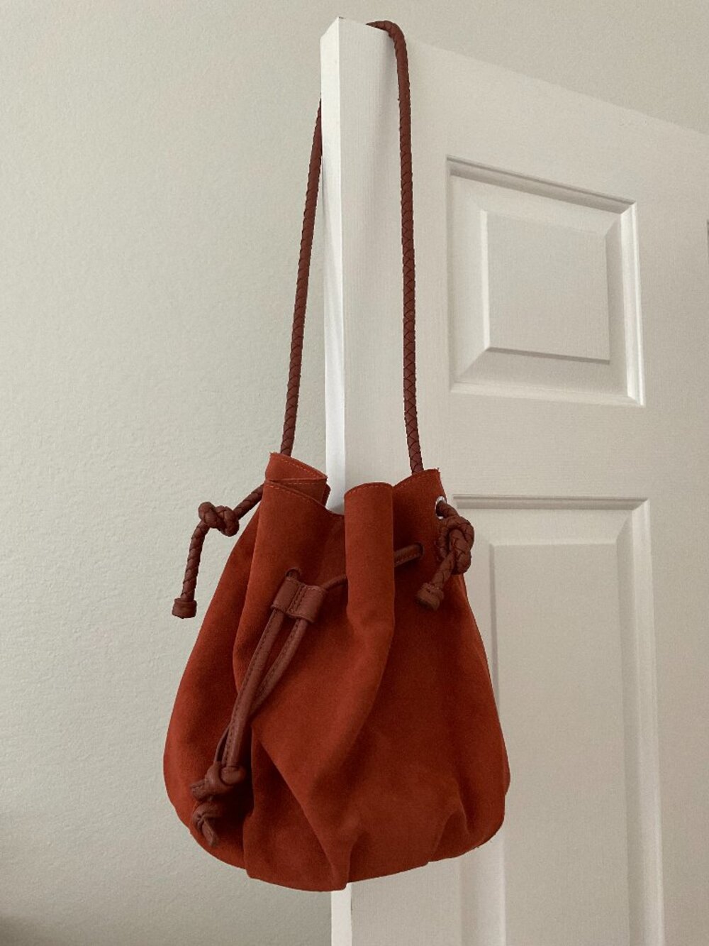 Zara Trafaluc Rust Suede Bucket Bag